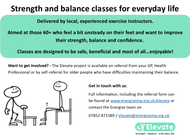 Advert for Elevate strength and balance classes